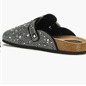 Azalea Wang Embellished Slip-On Mules - Black with Silver Rhinestones..Size 8.5